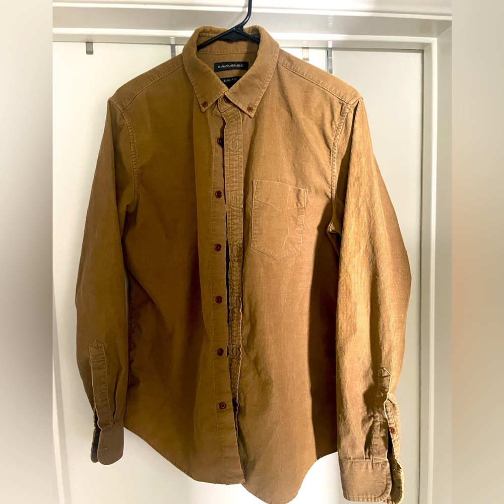 Banana Republic Corduroy Button-up Long Sleeve khaki Shirt